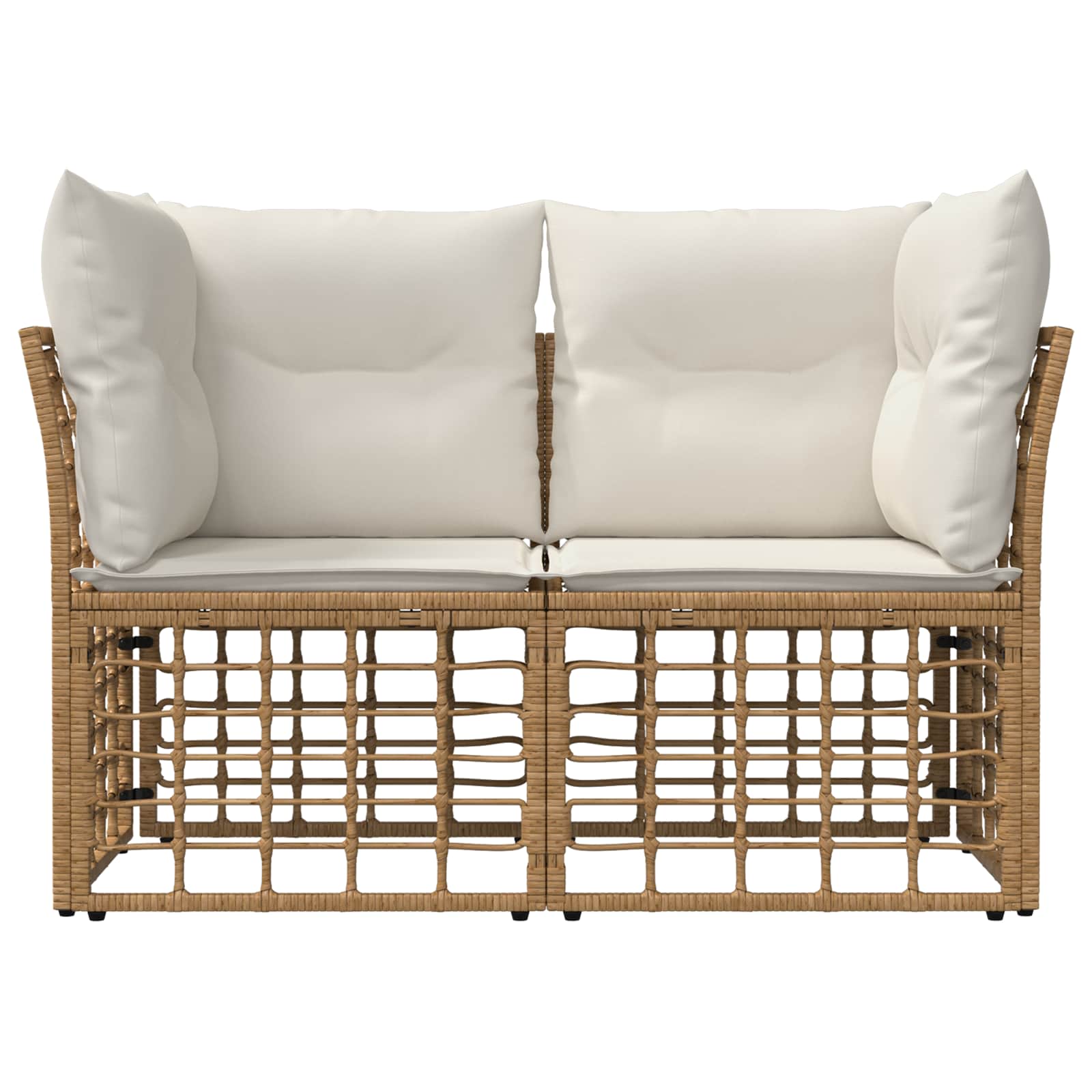 Loveseat de exterior 2 pcs Natural y Crema ratán sintético
