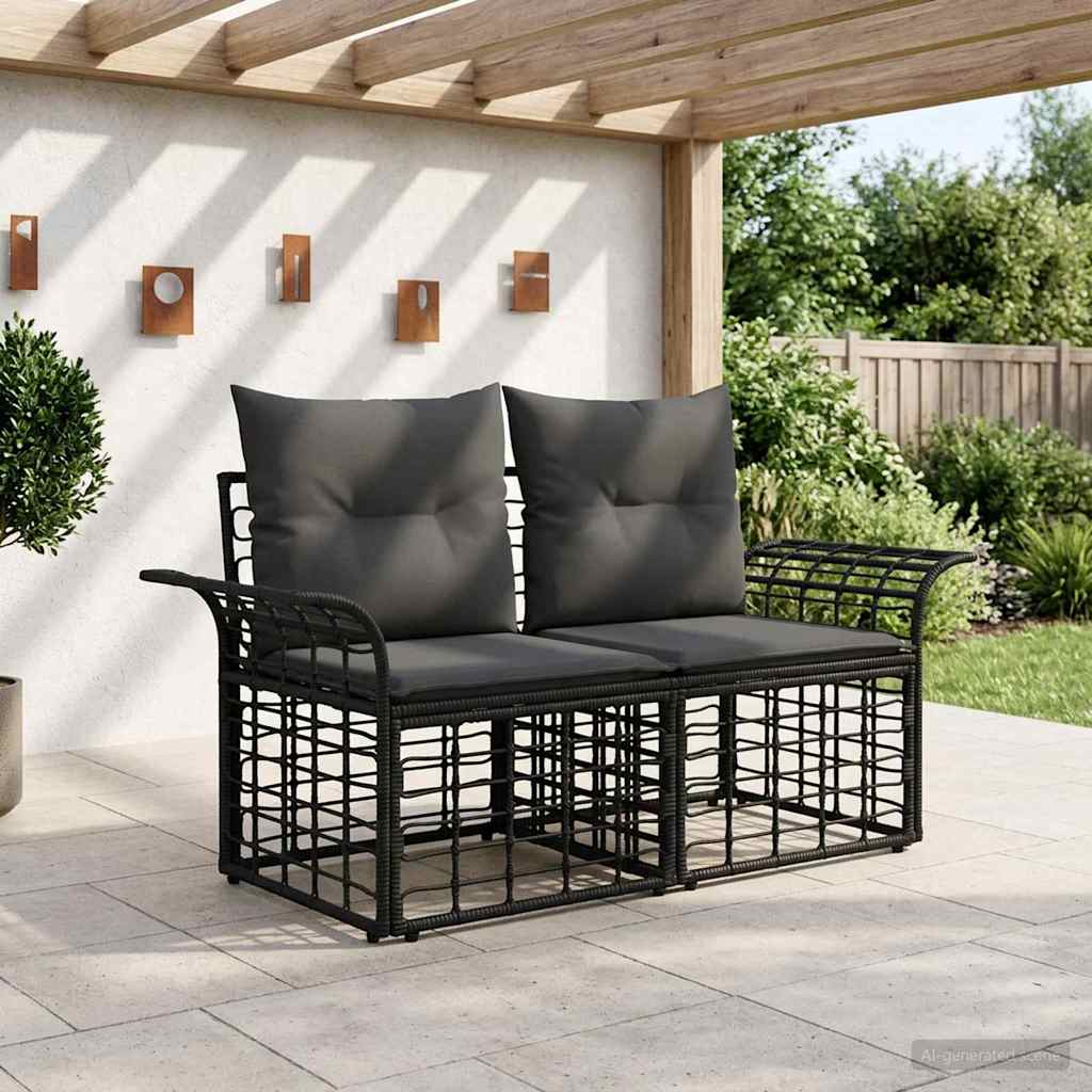 Loveseat de exterior 2 pcs Natural y Crema ratán sintético
