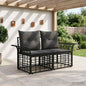 Loveseat de Exterior 2 pçs Rattan Sintético Natural e Creme
