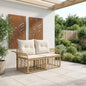 Loveseat de Exterior 2 pçs Rattan Sintético Natural e Creme