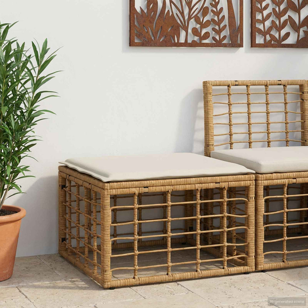 Reposapiés de Jardín Natural ratán sintético