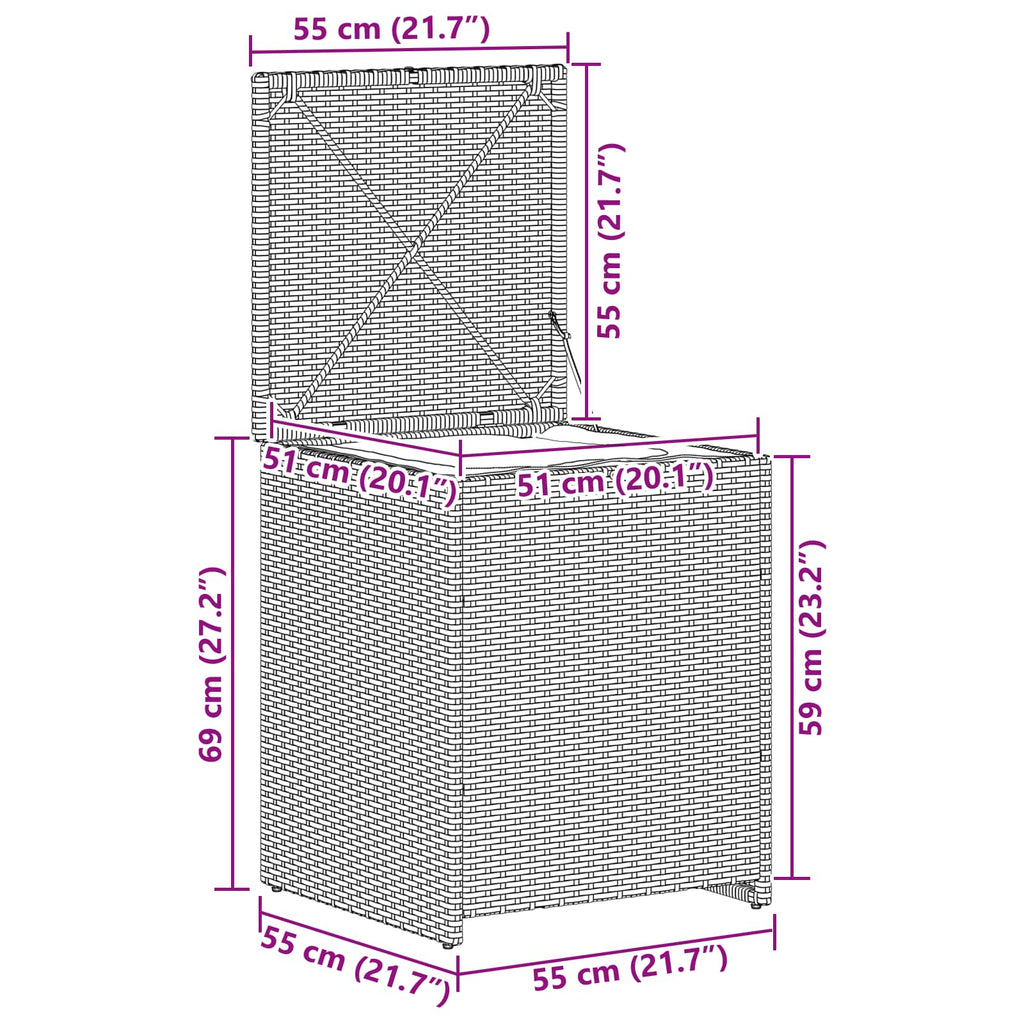 Caixa para almofadas 55 x 55 x 69 cm aço