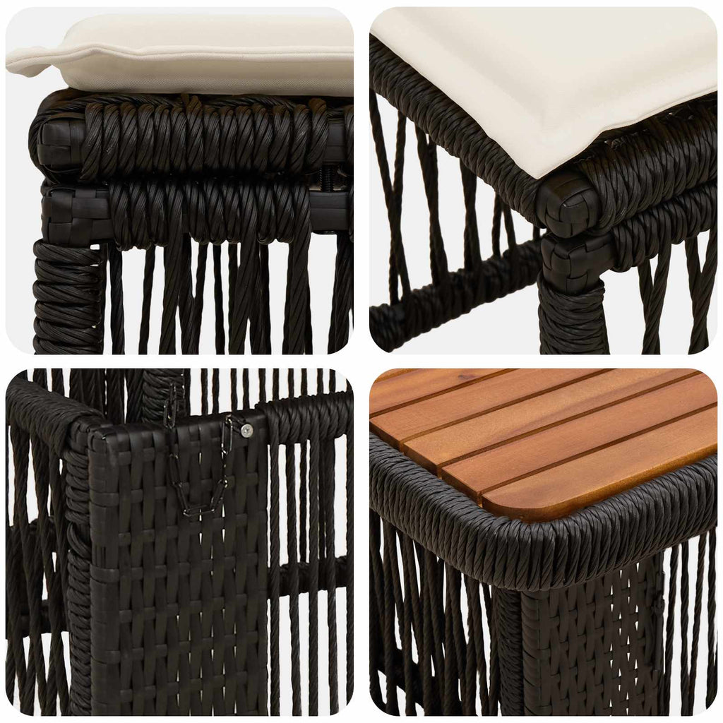 Conjunto de Comedor de Jardín con cojín 3 pcs Beige y Crema