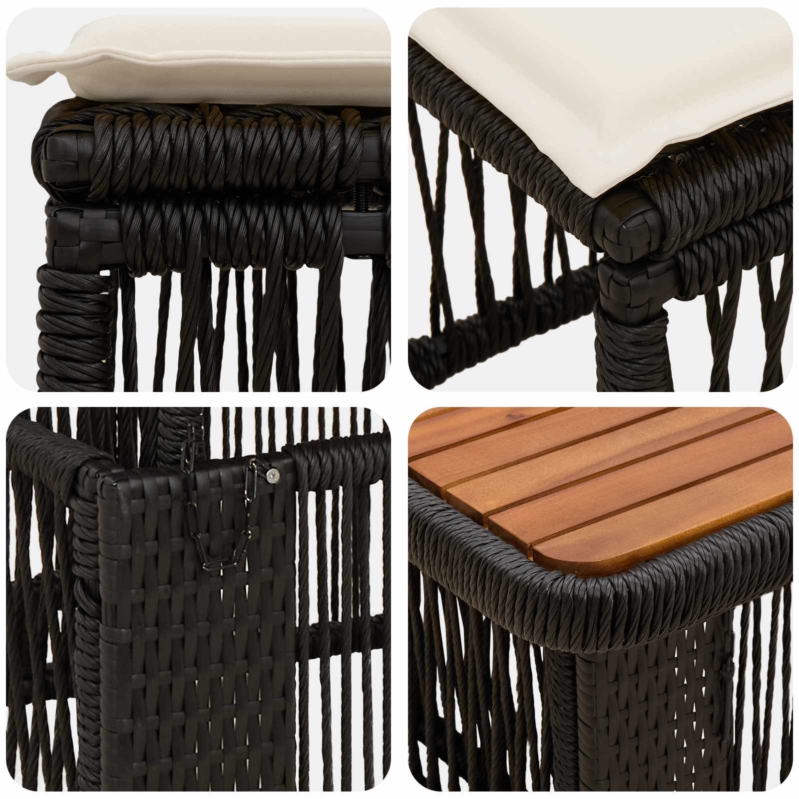 Conjunto de Comedor de Jardín con cojín 3 pcs Beige y Crema