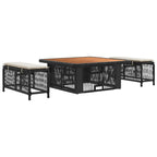 Conjunto de Comedor de Jardín con cojín 3 pcs Beige y Crema