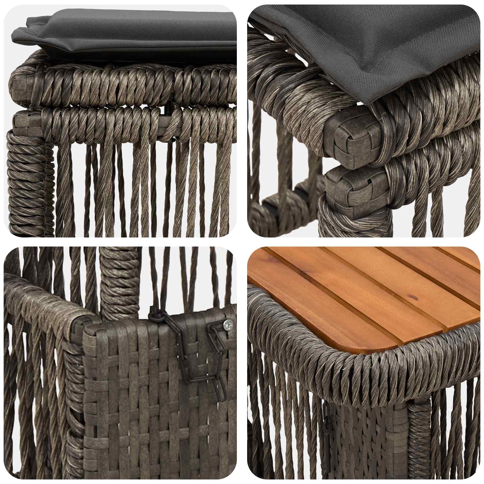 Conjunto de Comedor de Jardín 3 pcs Gris y Gris Oscuro