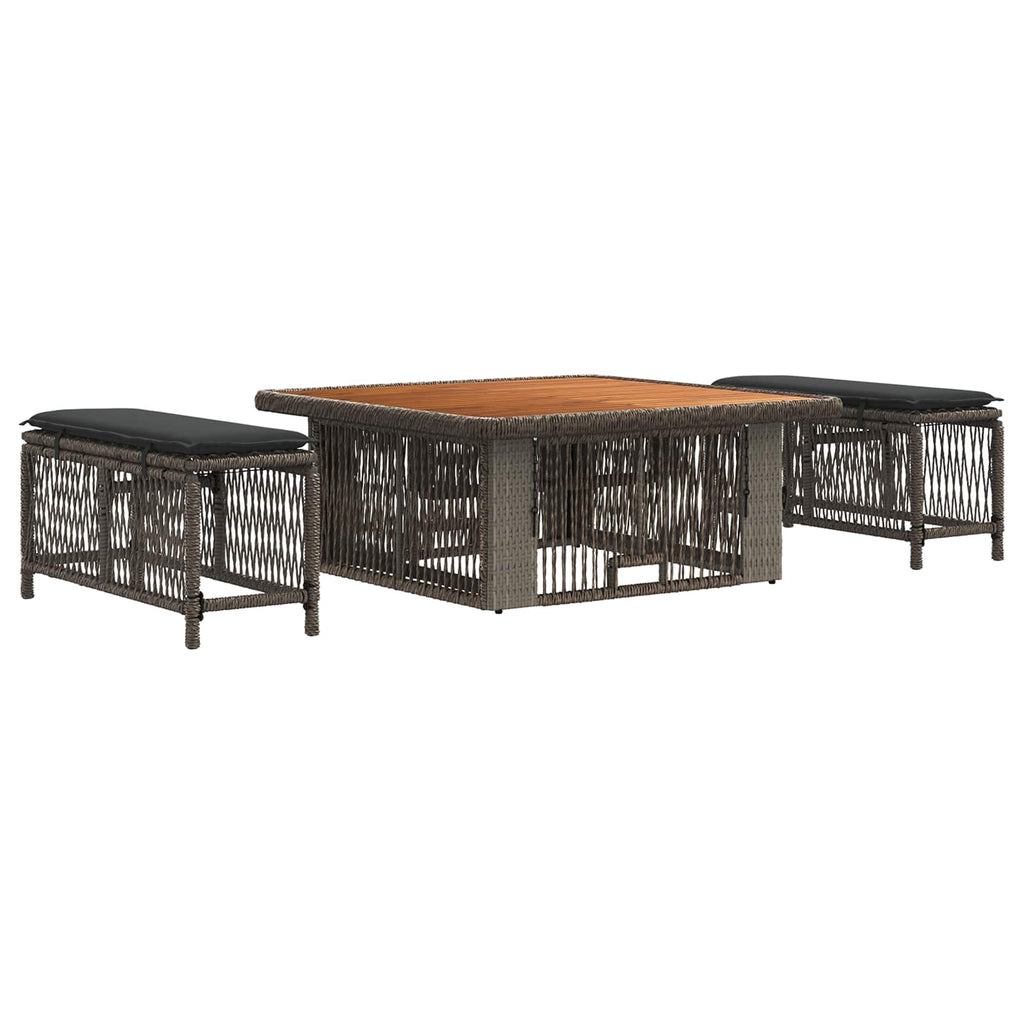 Conjunto de Comedor de Jardín 3 pcs Gris y Gris Oscuro