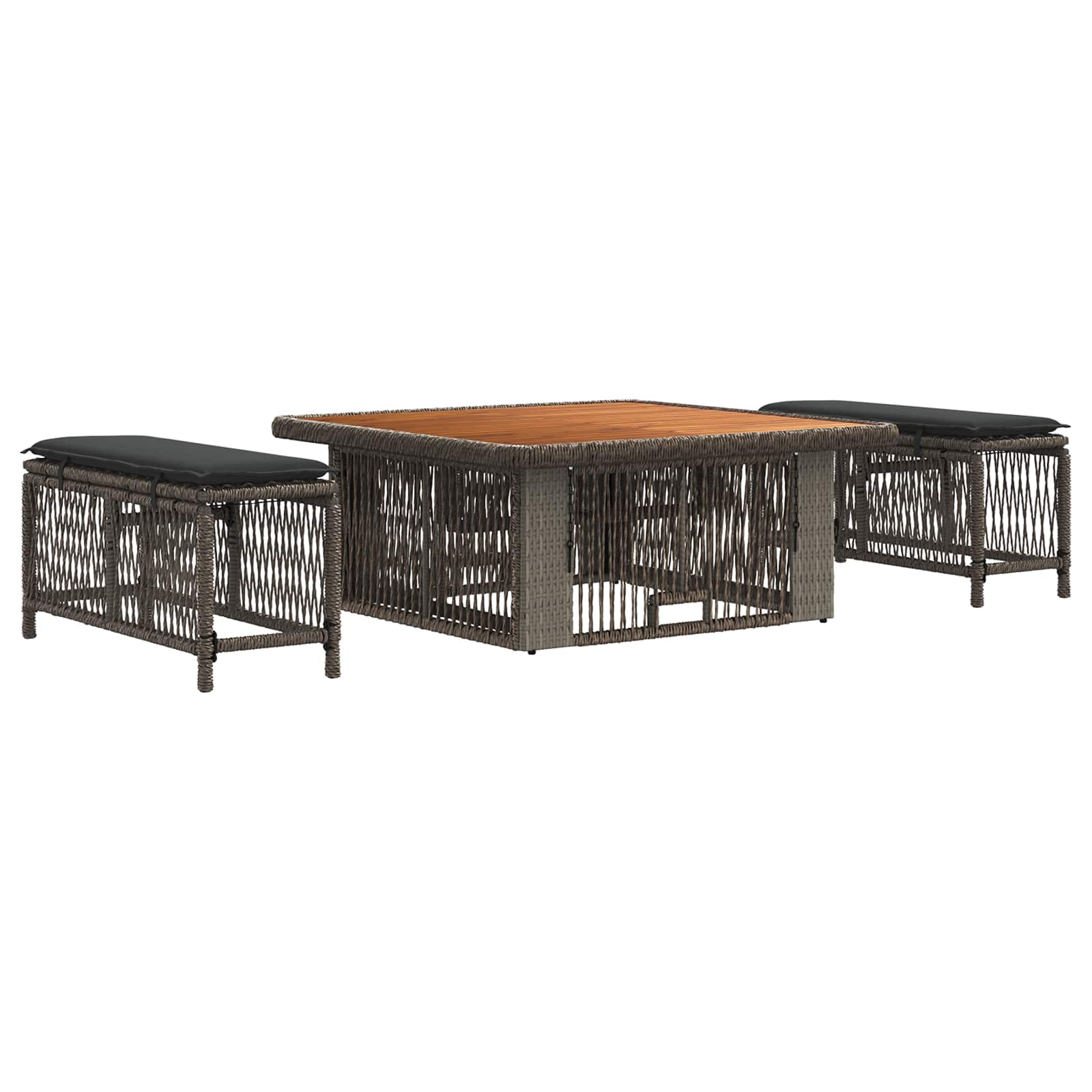 Conjunto de Comedor de Jardín 3 pcs Gris y Gris Oscuro
