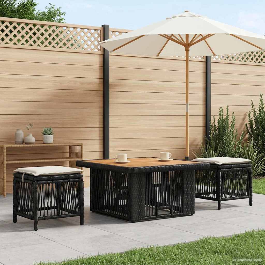 Conjunto de Refeição de Jardim com almofadões 3 peças Bege e Creme