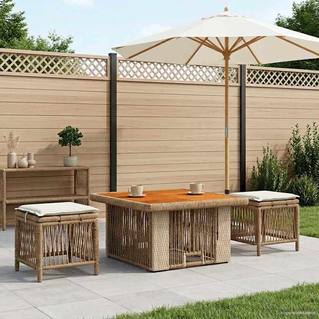 Conjunto de Refeição de Jardim com almofadões 3 peças Bege e Creme