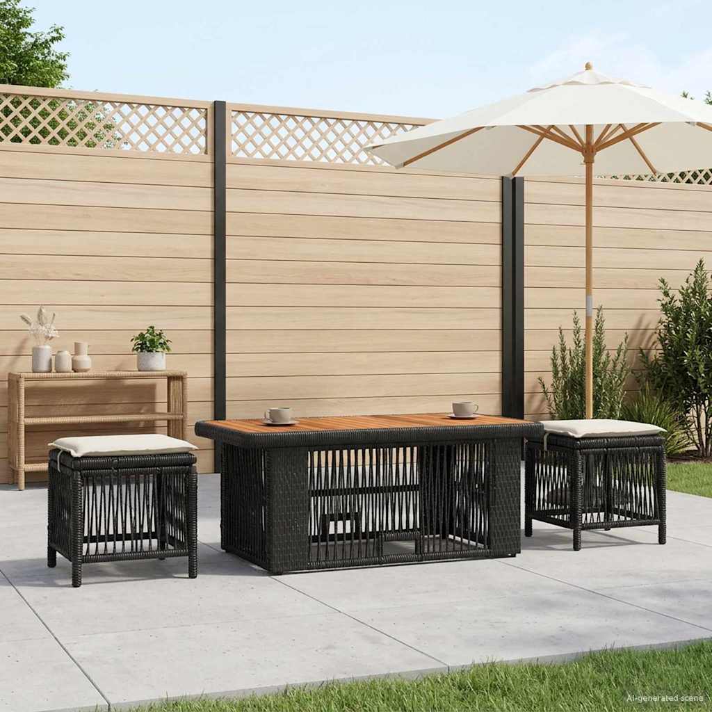 Conjunto de Refeição de Jardim com almofadões 3 peças Bege e Creme