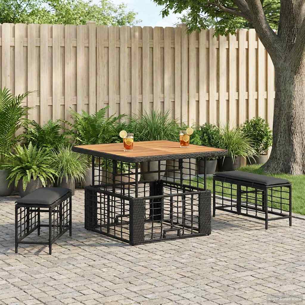 Conjunto de Comedor de Jardín Beige ratán sintético