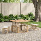 Conjunto de Comedor de Jardín Beige ratán sintético