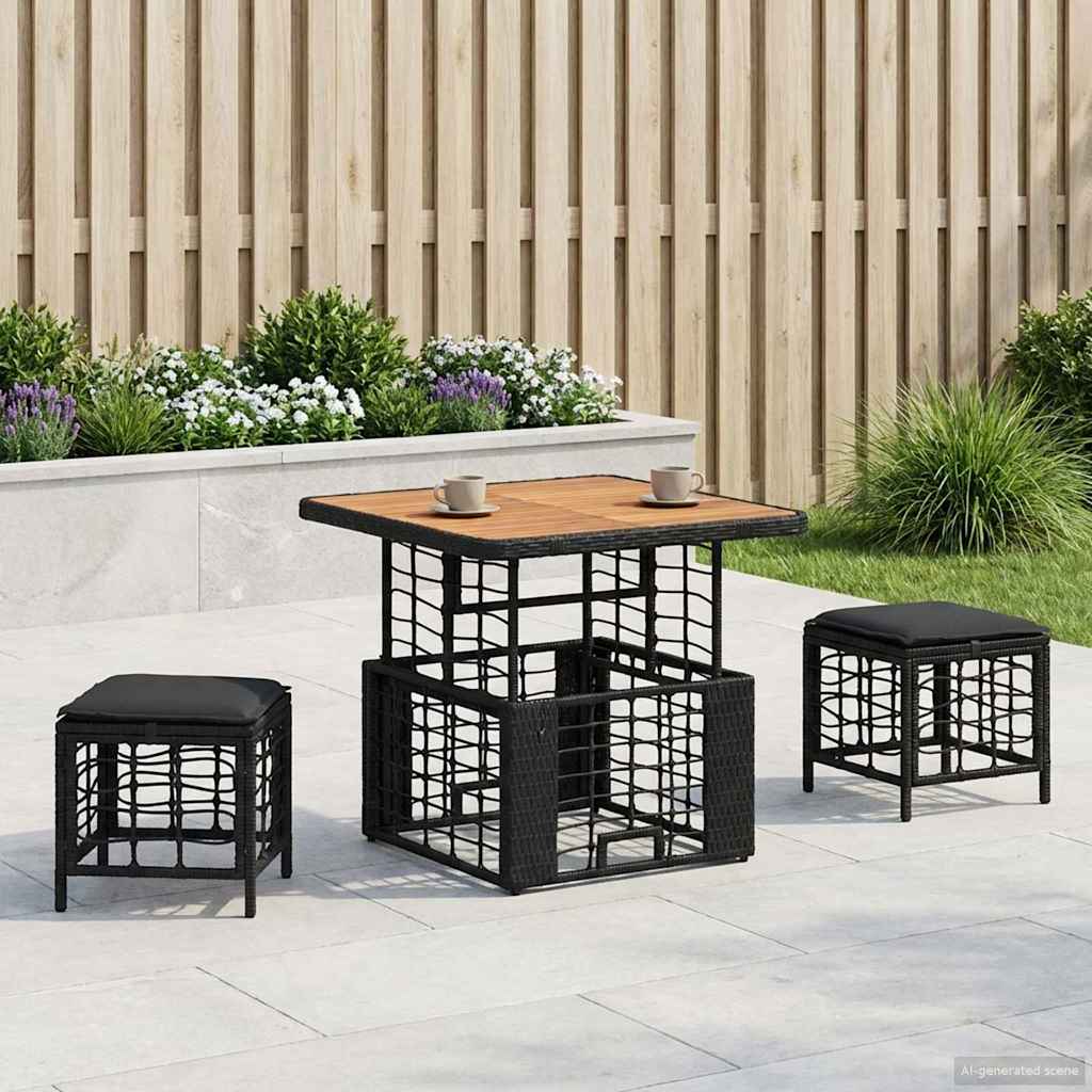 Conjunto de Comedor de Jardín Beige ratán sintético