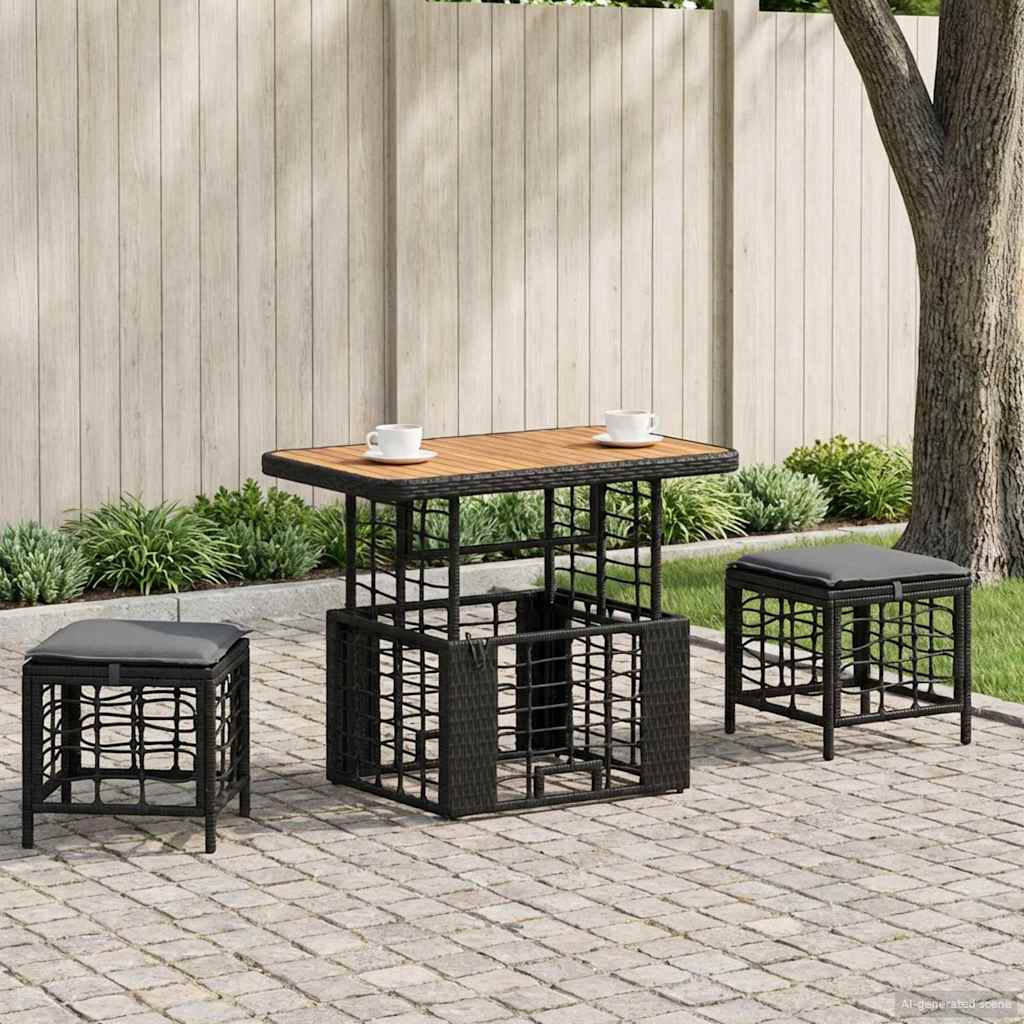 Conjunto de Comedor de Jardín Beige ratán sintético