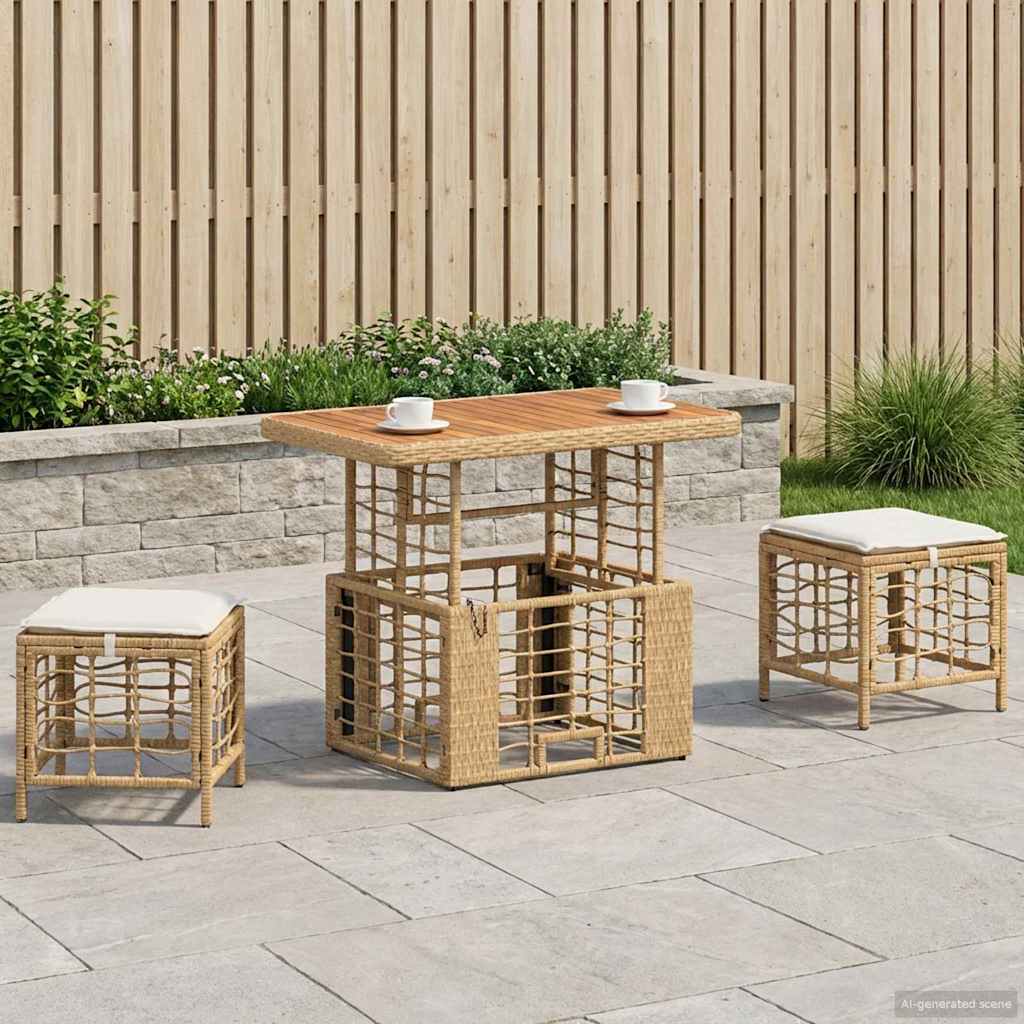 Conjunto de Comedor de Jardín Beige ratán sintético