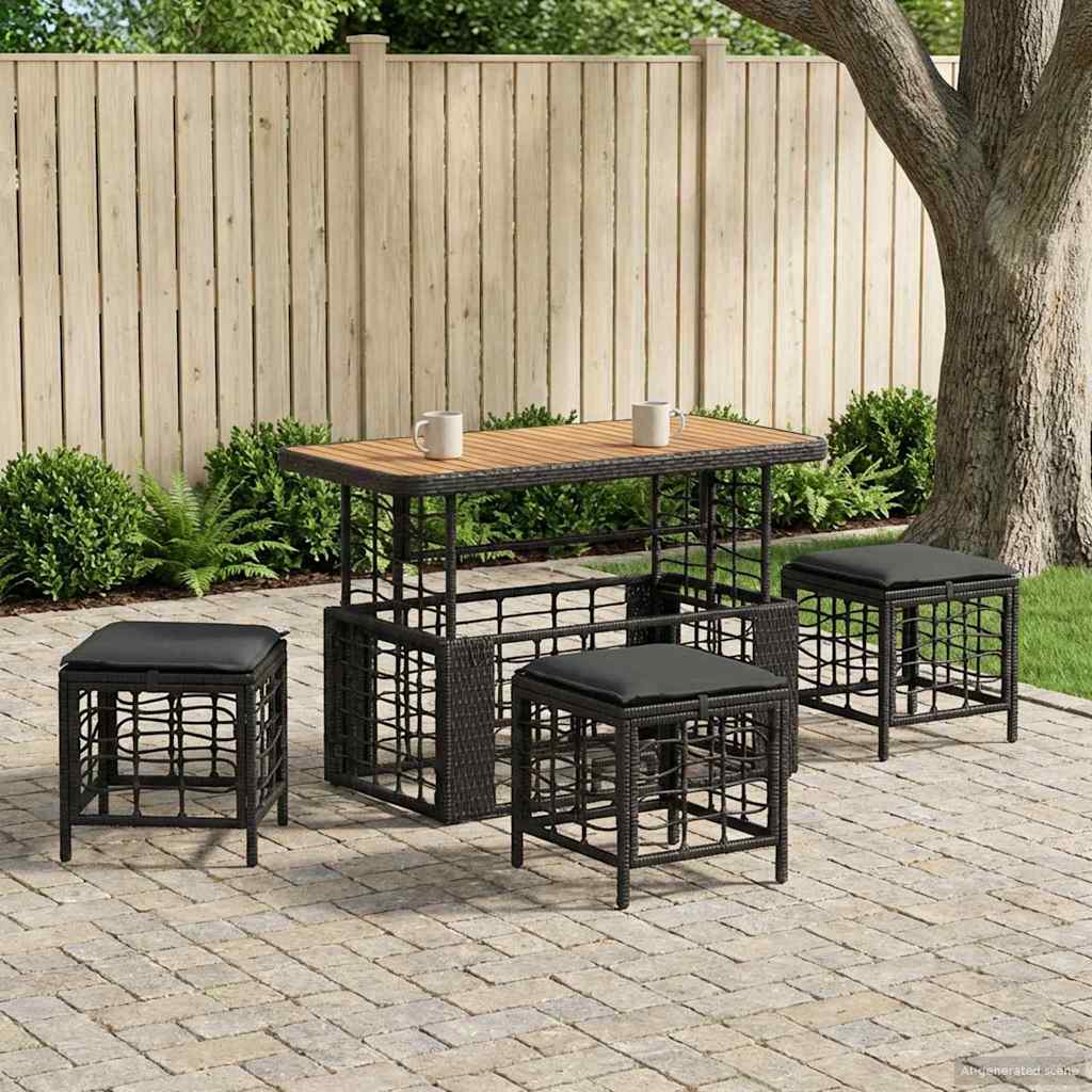Conjunto de Comedor de Jardín Beige ratán sintético