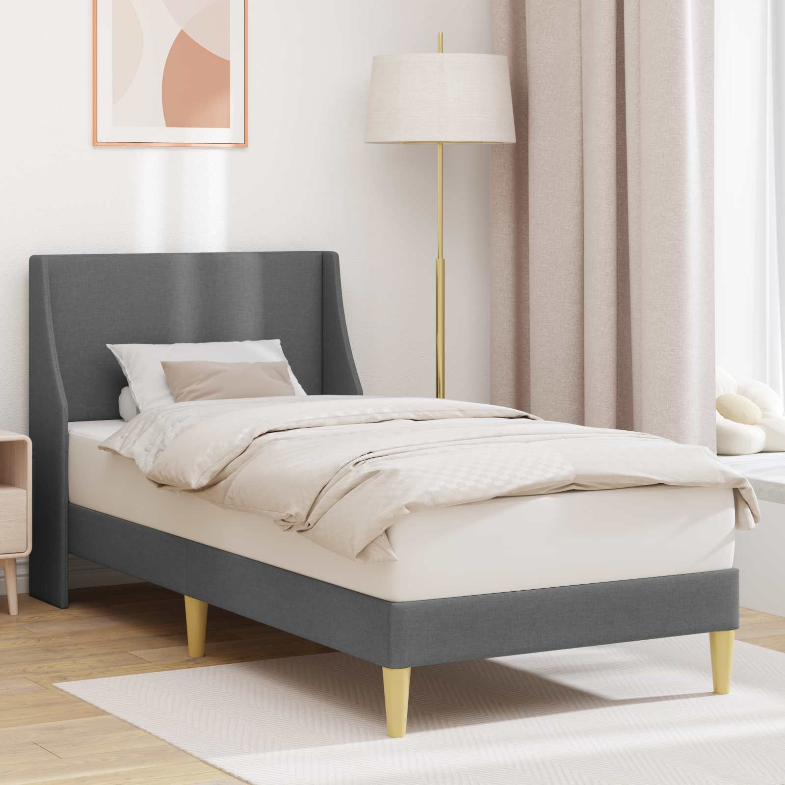 Estrutura de Cama Cinzento-Escuro 180 x 200 cm Veludo