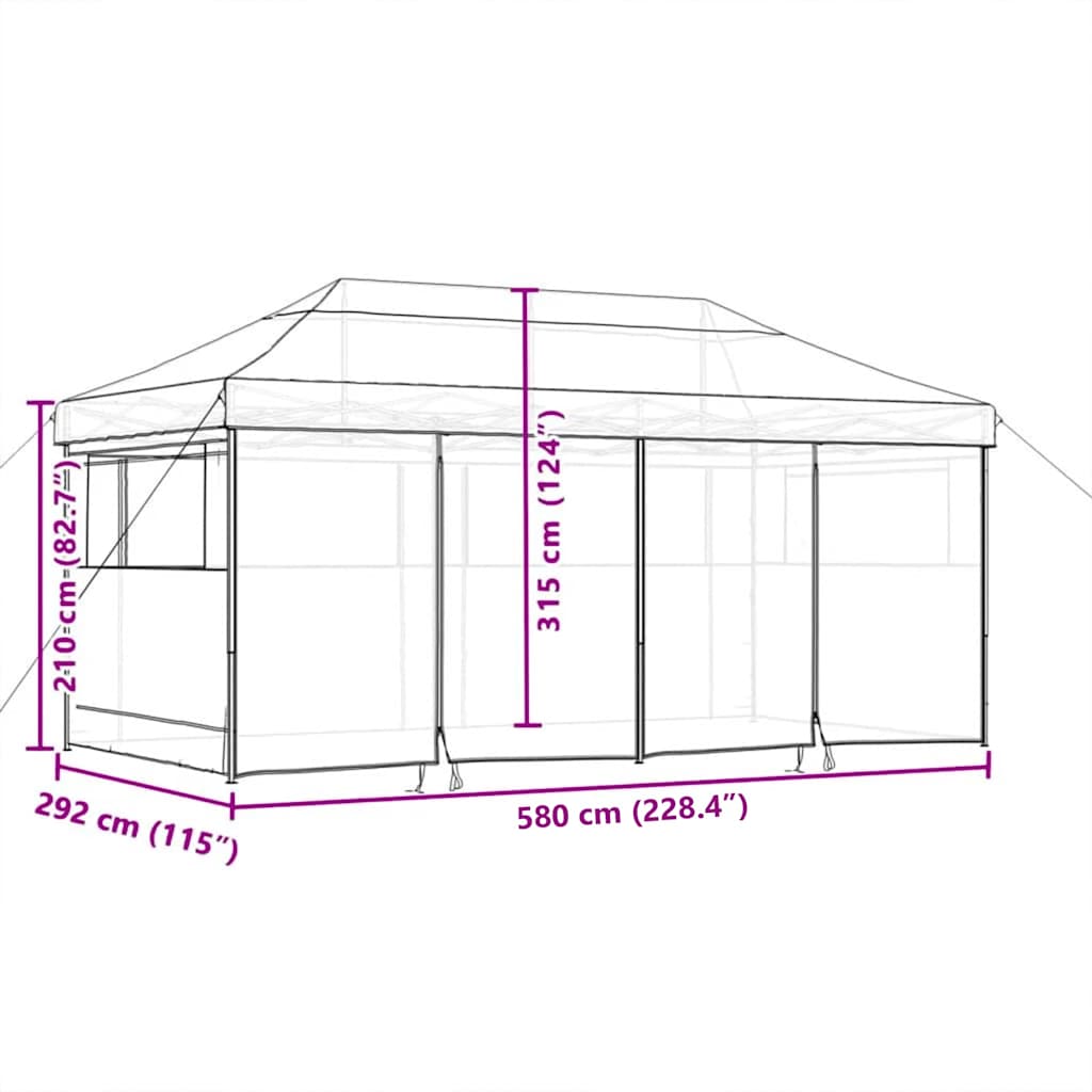 Carpa Pop-up para fiestas Taupé 580 x 292 x 315 cm Tela Oxford
