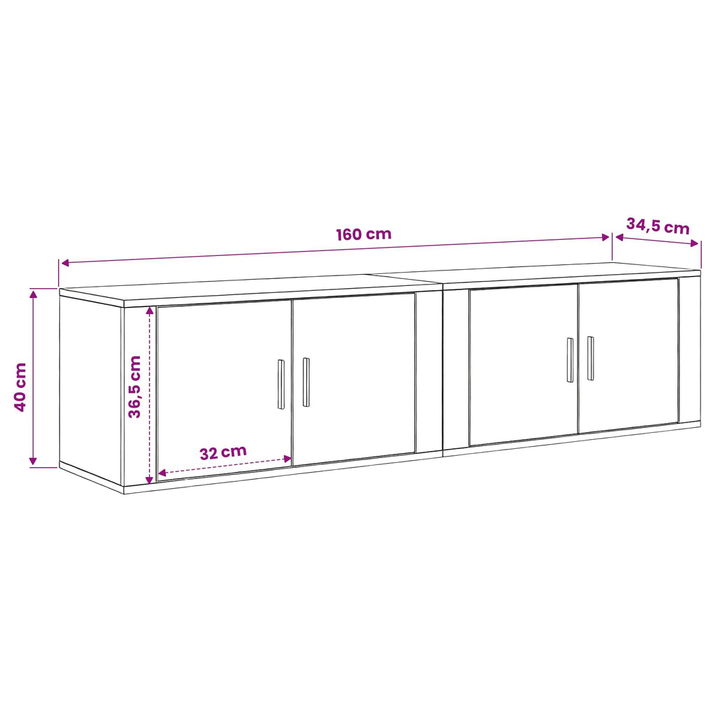 Juego de Muebles para Televisión Montados en la Pared 2 pcs