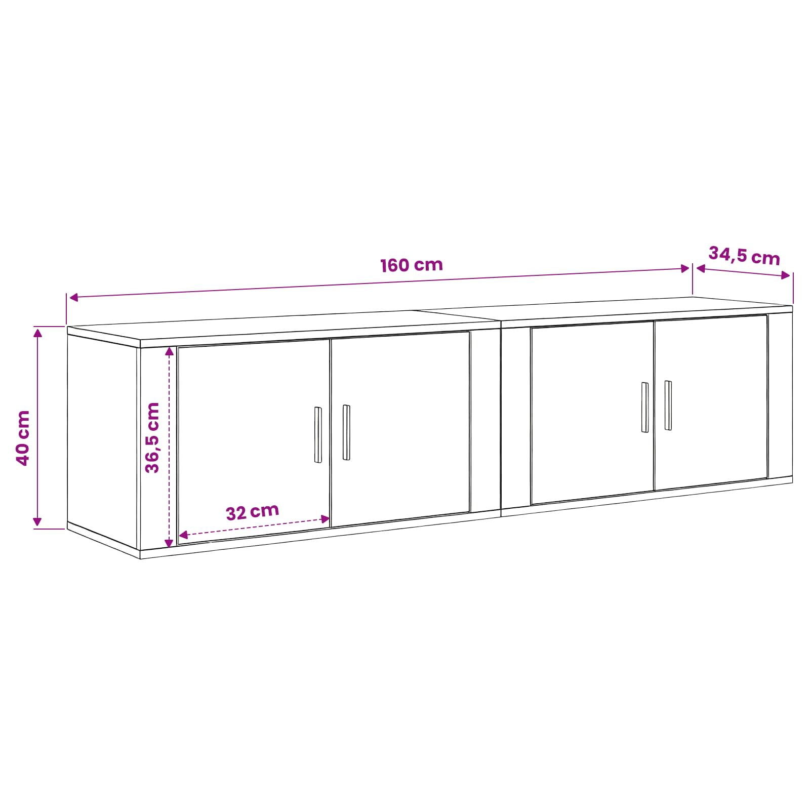 Juego de Muebles para Televisión Montados en la Pared 2 pcs