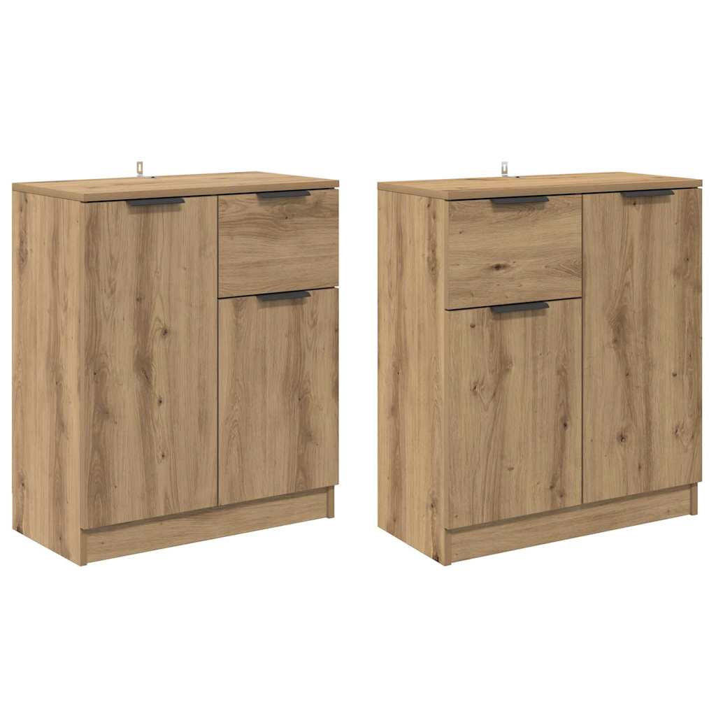 Tableros Lateral 2 pcs Roble artesanal 60 x 30 x 70 cm