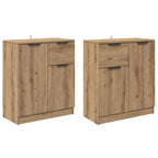 Tableros Lateral 2 pcs Roble artesanal 60 x 30 x 70 cm