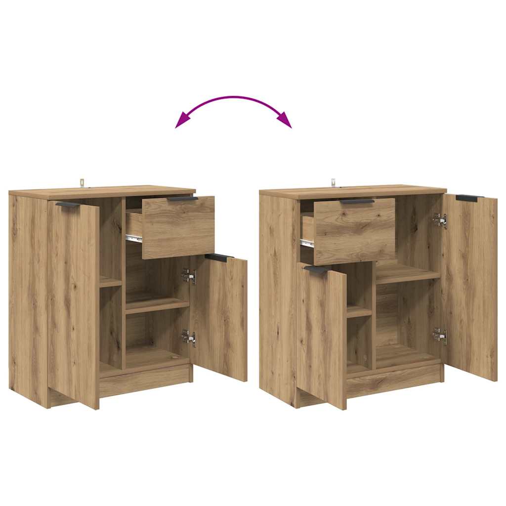 Tableros Lateral 2 pcs Roble artesanal 60 x 30 x 70 cm