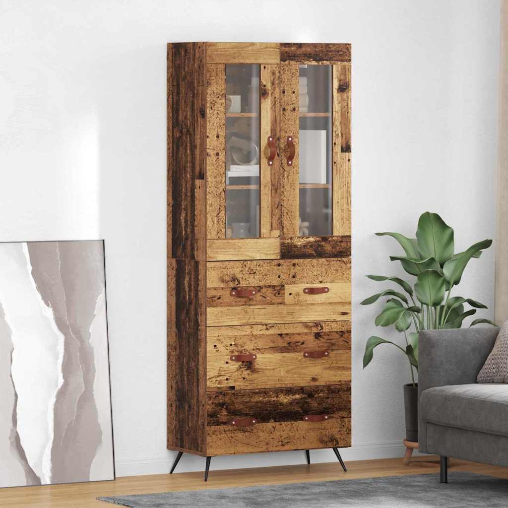 Highboard with shelf 2 pcs Black Oak Engineered Wood