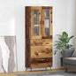 Armario alto con estante 2 pcs Roble Negro Madera de ingeniería