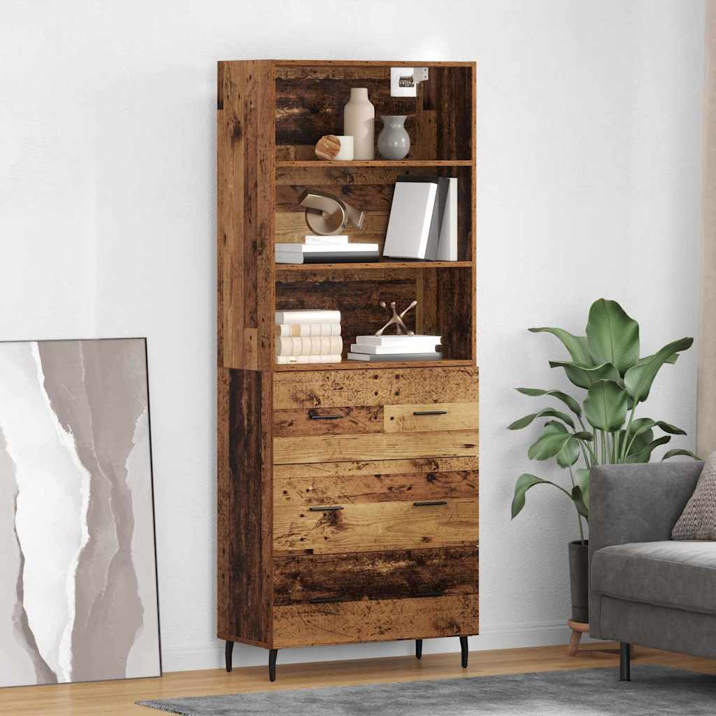 Aparador alto 2 pcs Madera envejecida Madera de ingeniería
