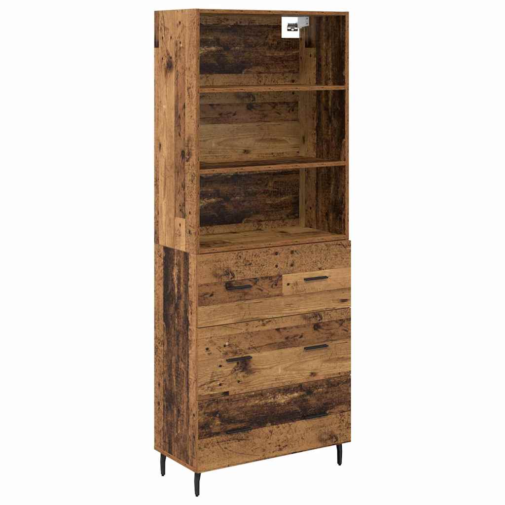 Aparador alto 2 pcs Madera envejecida Madera de ingeniería