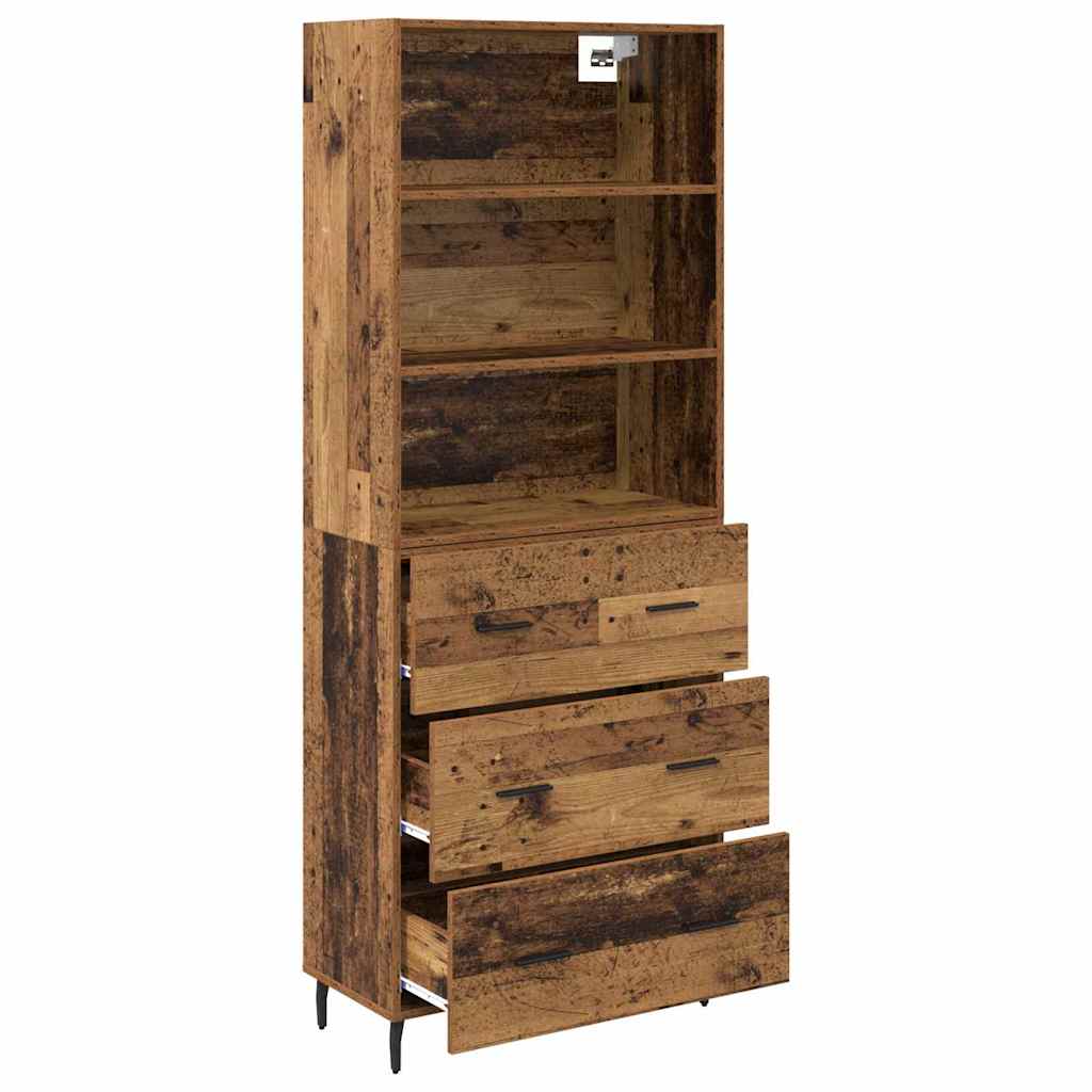 Aparador alto 2 pcs Madera envejecida Madera de ingeniería