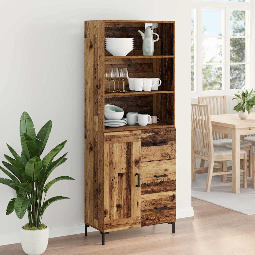 Aparador alto con cajón Madera vieja 69,5 x 34 x 180 cm
