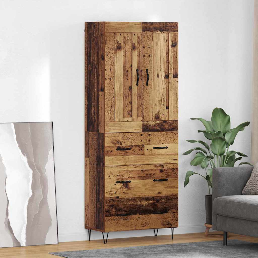 Aparador alto con cajón Madera envejecida 69,5 x 34 x 180 cm