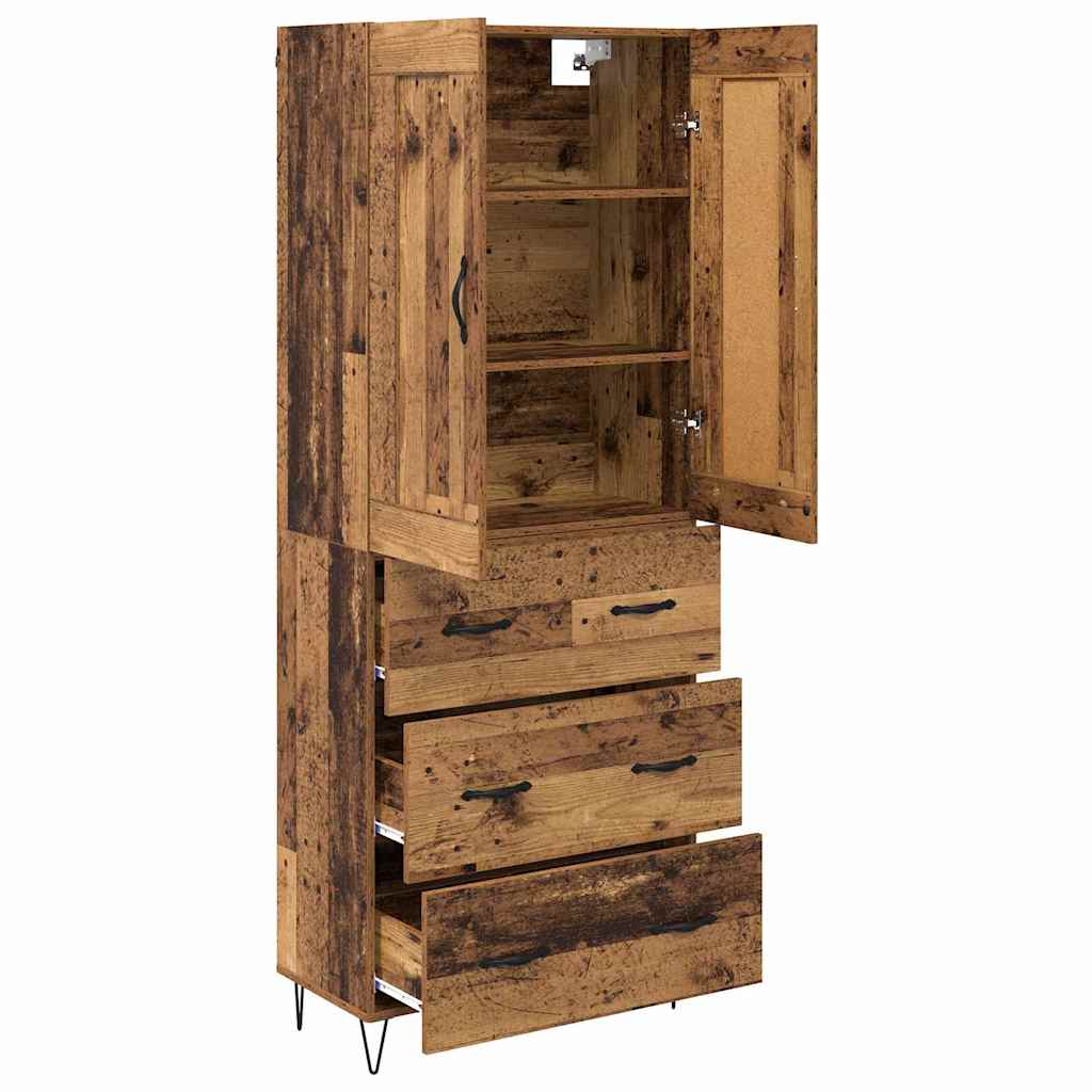 Aparador alto con cajón Madera envejecida 69,5 x 34 x 180 cm