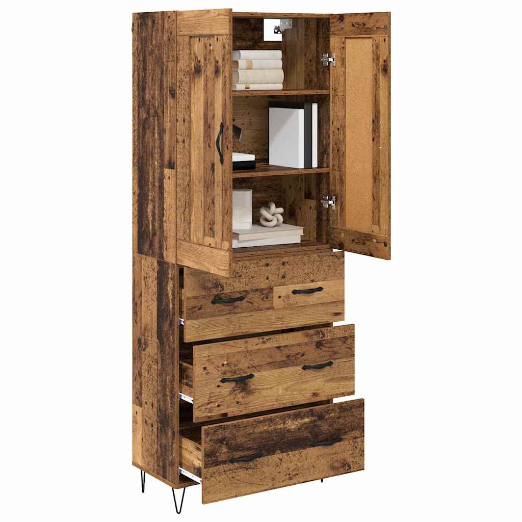 Aparador alto con cajón Madera envejecida 69,5 x 34 x 180 cm