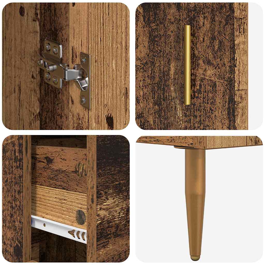 Aparador alto con cajón Madera envejecida 69,5 x 34 x 180 cm