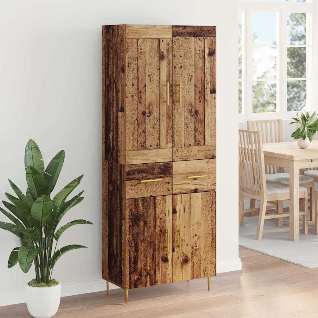 Aparador alto con cajón Madera envejecida 69,5 x 34 x 180 cm