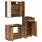 Juego de muebles de baño con cajón 3 pcs Madera vieja