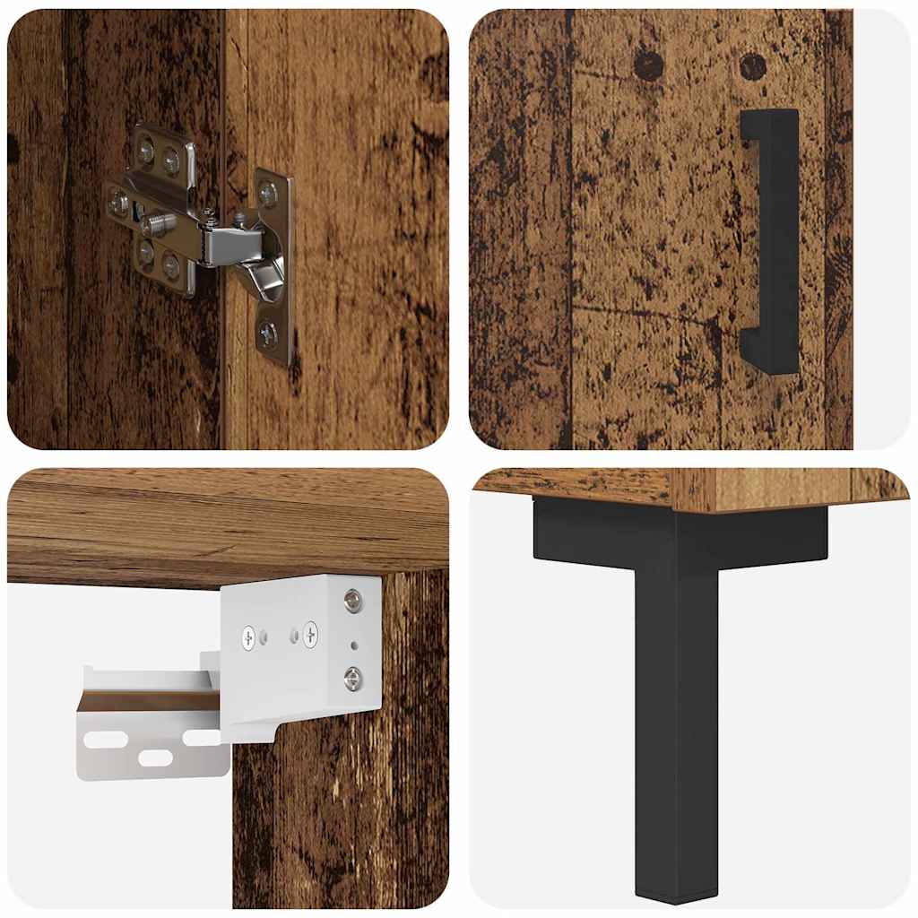 Aparador alto 2 pcs Madera envejecida Madera de ingeniería