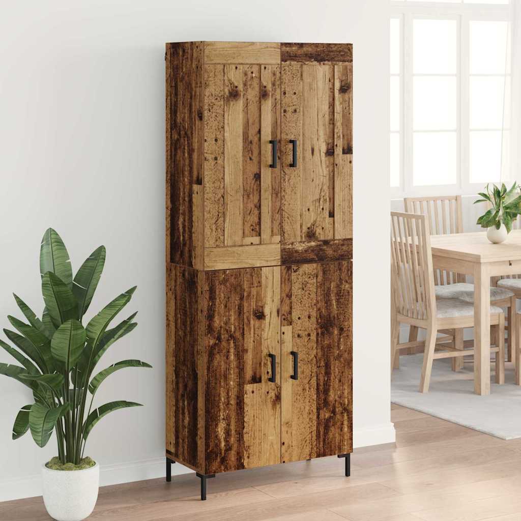 Aparador alto 2 pcs Madera envejecida Madera de ingeniería