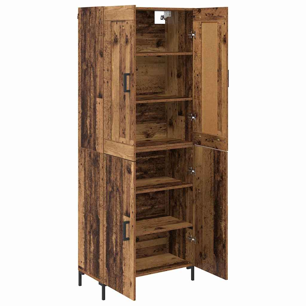 Aparador alto 2 pcs Madera envejecida Madera de ingeniería