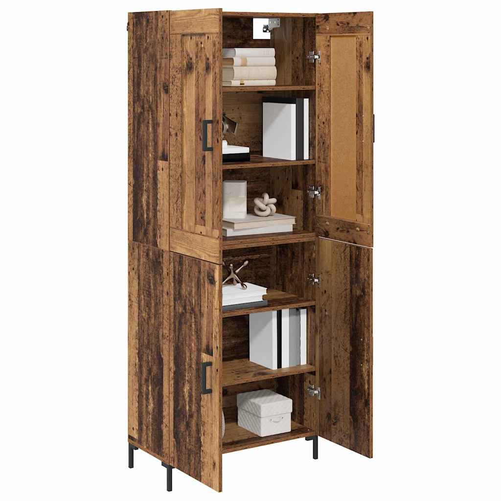 Aparador alto 2 pcs Madera envejecida Madera de ingeniería