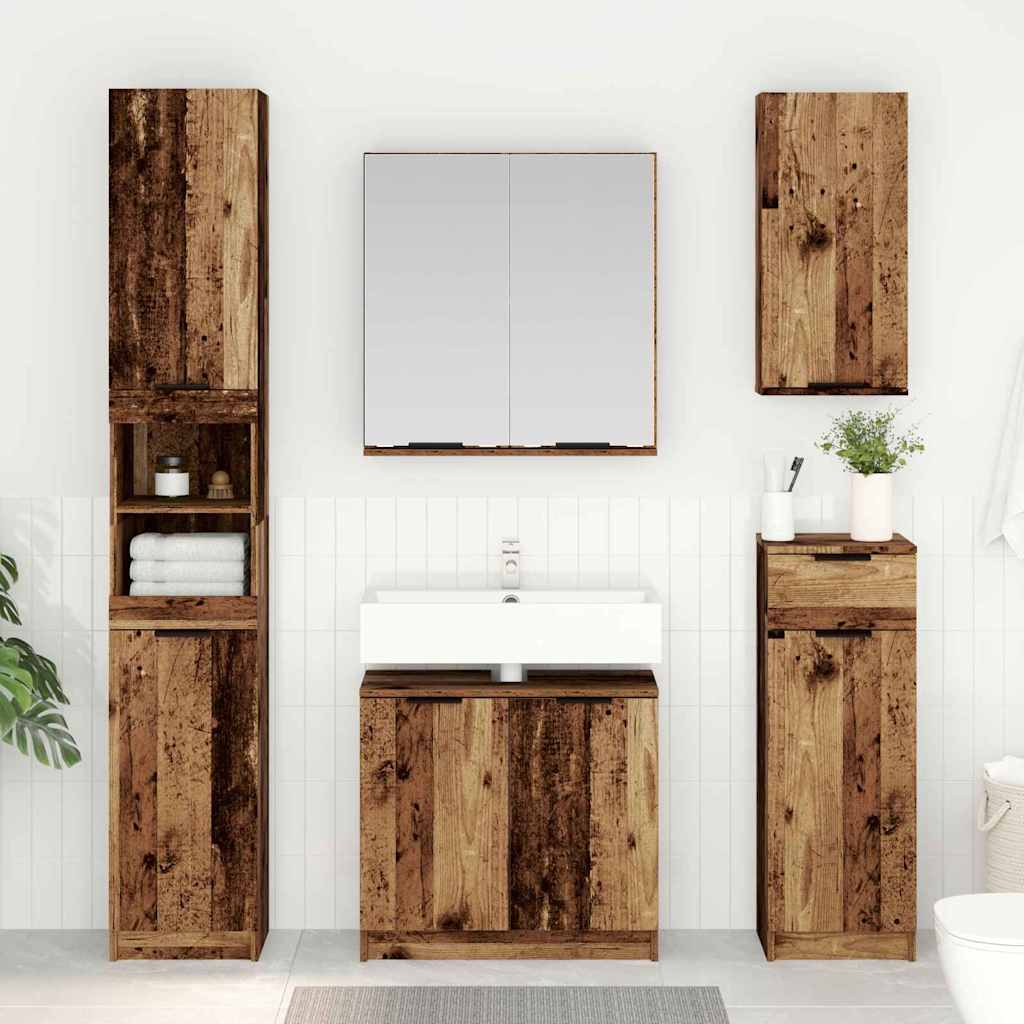 Juego de Muebles de Baño 3 pcs Roble Negro Madera de ingeniería