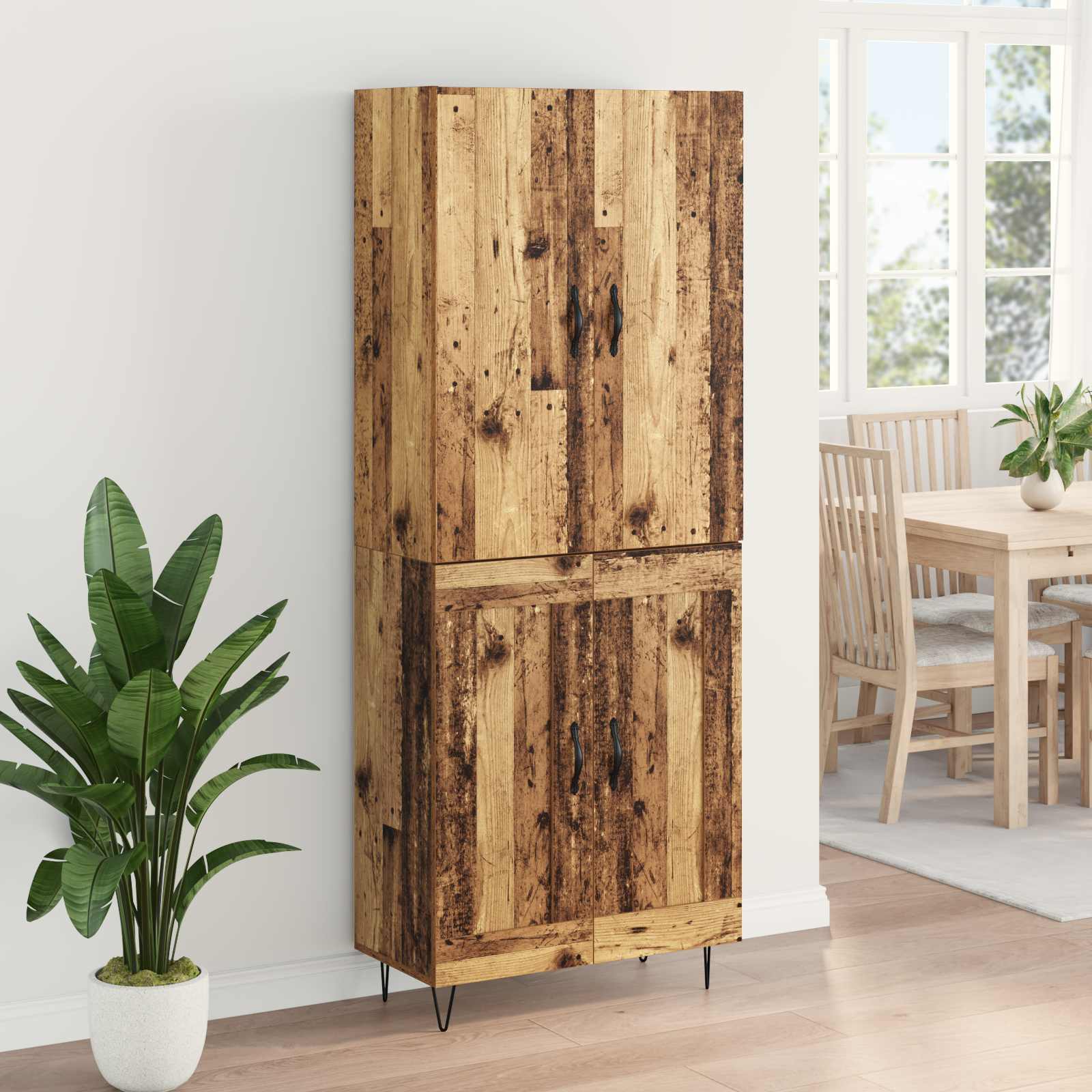 Aparador alto 2 pcs Madera vieja Madera de ingeniería