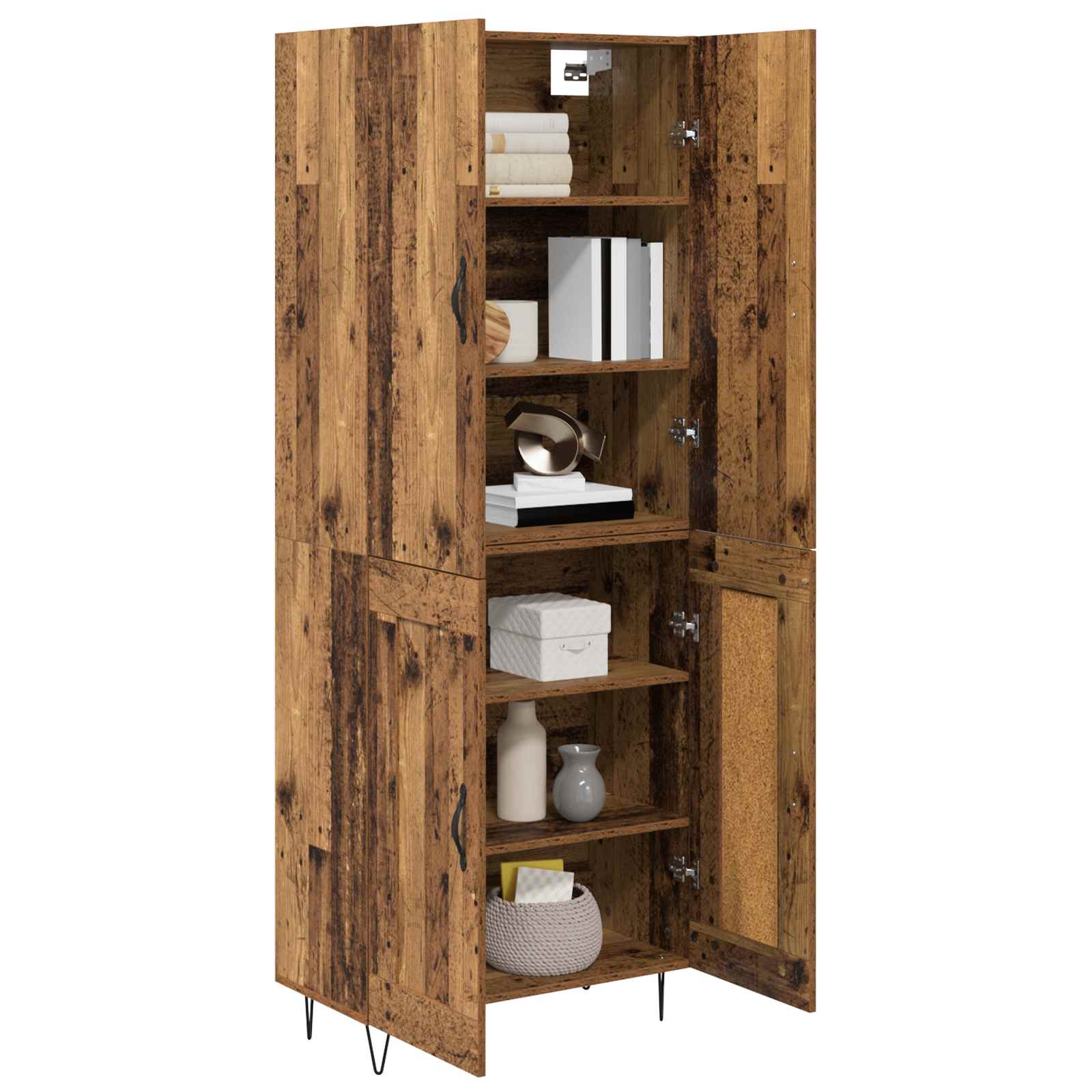 Aparador alto 2 pcs Madera vieja Madera de ingeniería