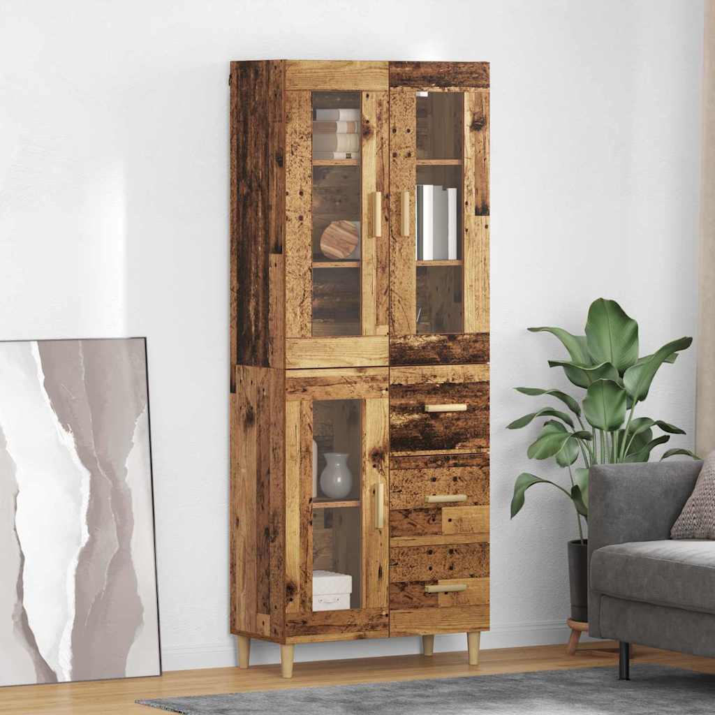 Aparador alto con cajón Madera envejecida 69,5 x 34 x 180 cm
