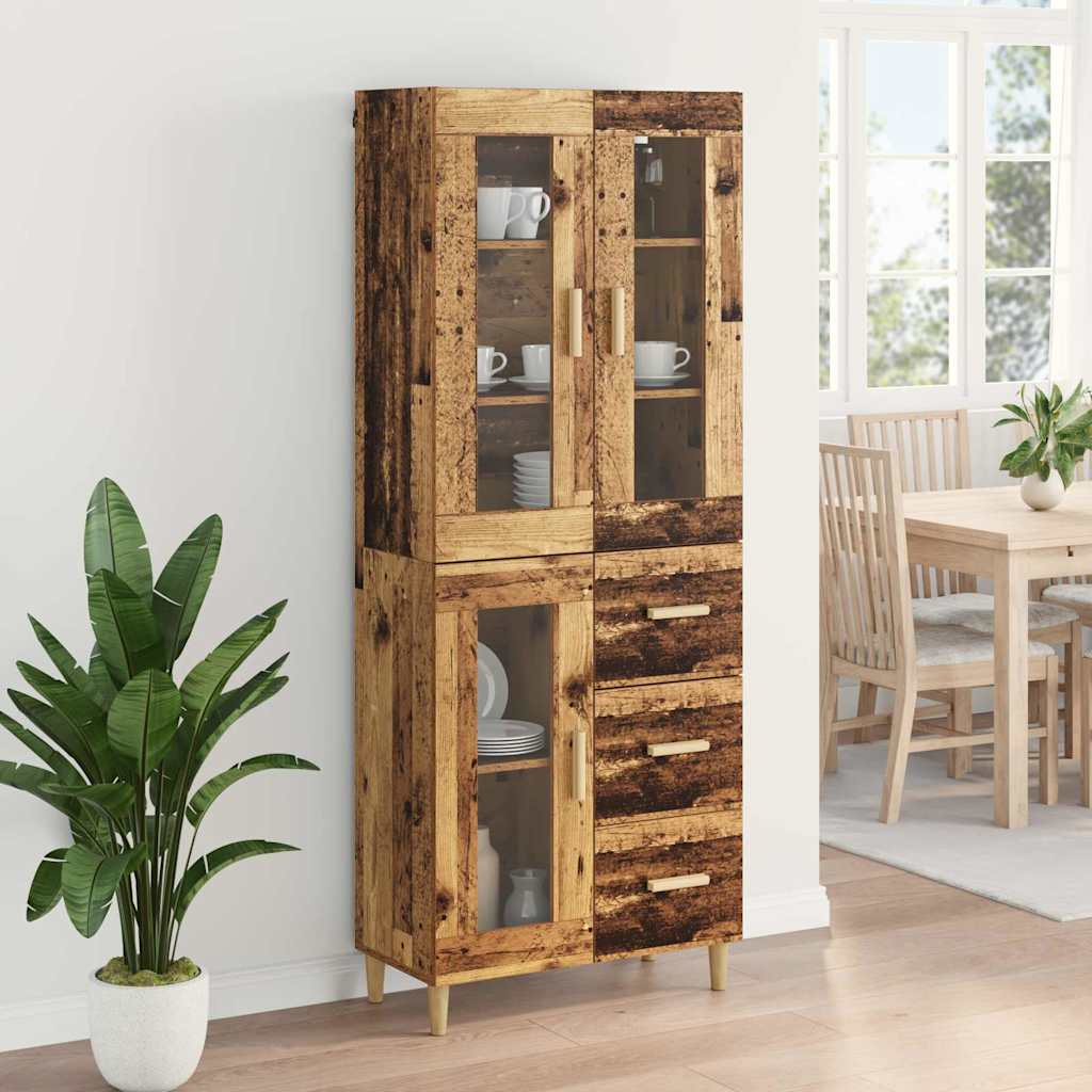 Aparador alto con cajón Madera envejecida 69,5 x 34 x 180 cm