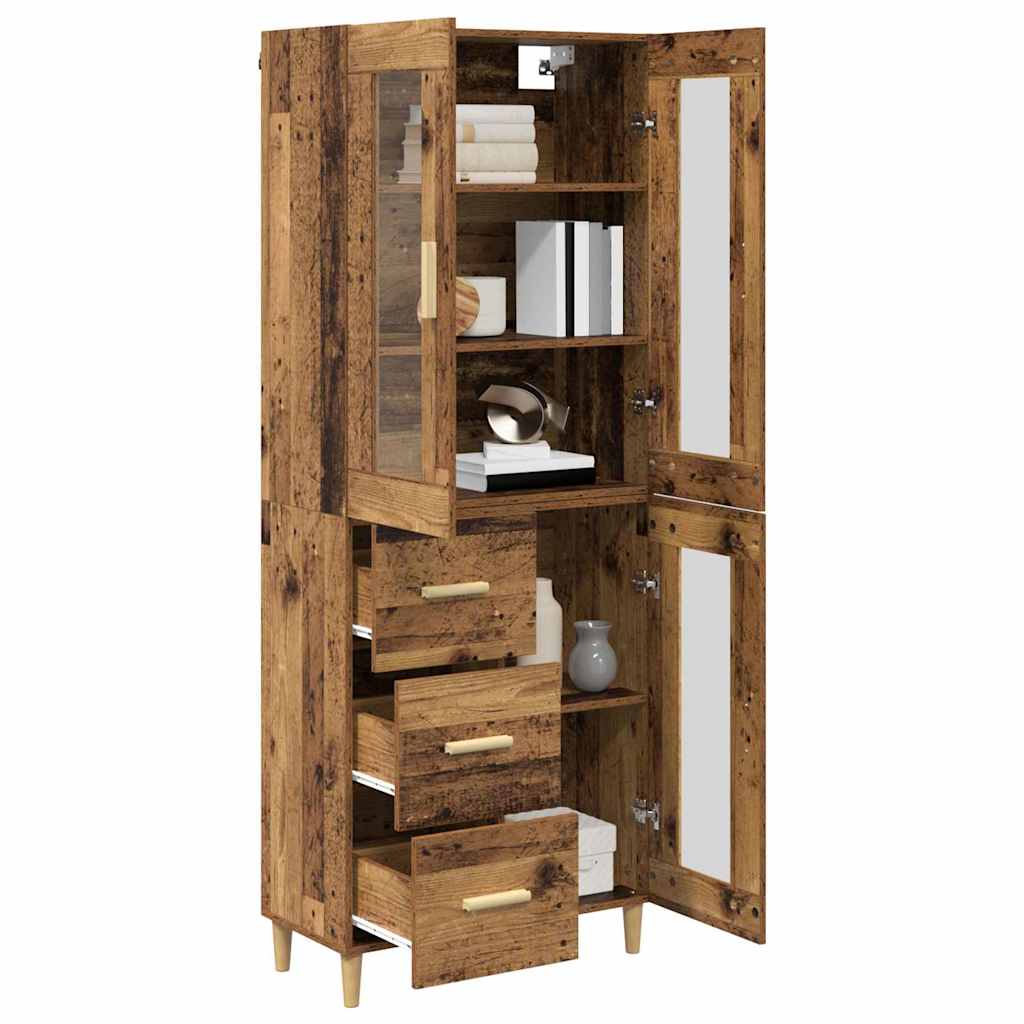 Aparador alto con cajón Madera envejecida 69,5 x 34 x 180 cm